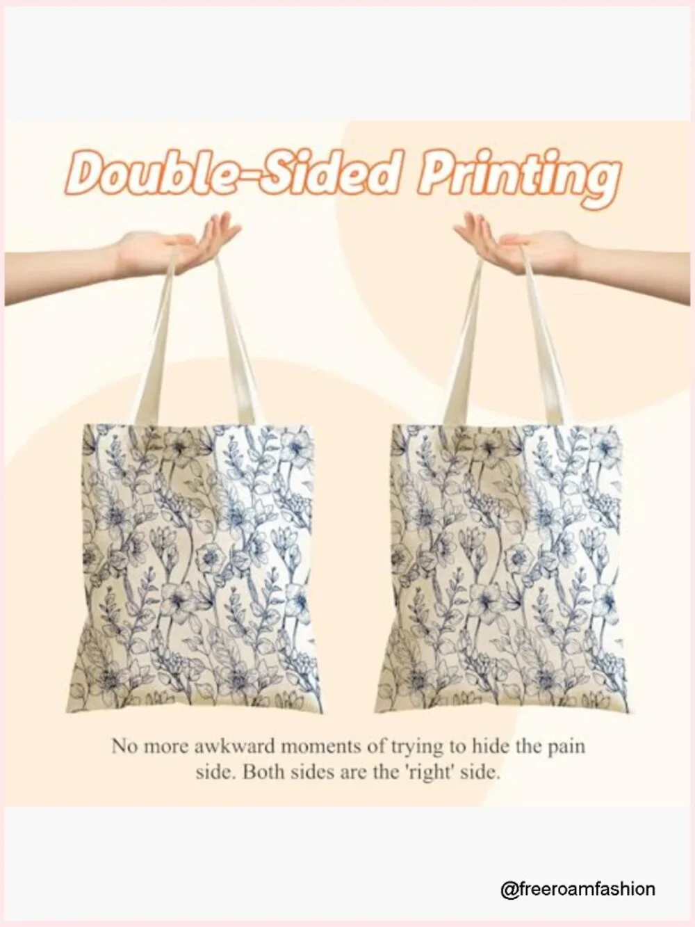 Large Canvas Tote Bag with Inner Zipper Pocket, Reusable Grocery Bag